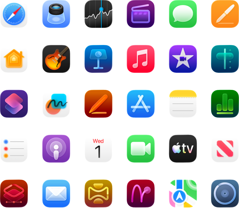 Icons of apps included with your MacBook Neo,