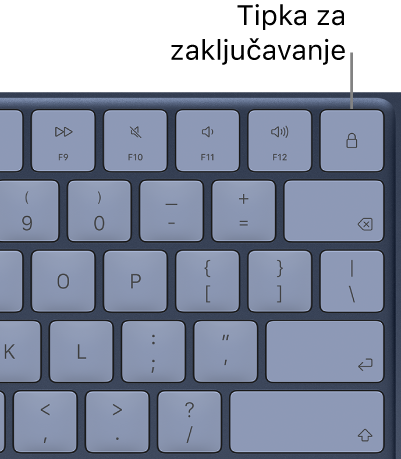Tipka za zaključavanje na tipkovnici računala MacBook Neo.
