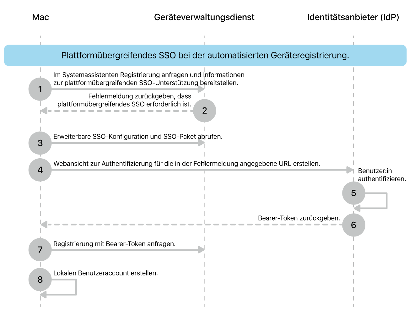 Plattform-SSO während des automatischen Geräteregistrierungprozesses.