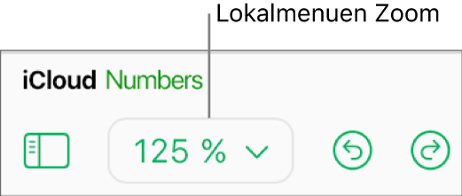 Lokalmenuen Zoom på værktøjslinjen.