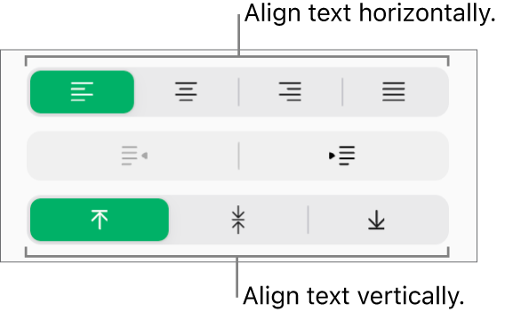 The vertical and horizontal text alignment buttons in the Format sidebar.