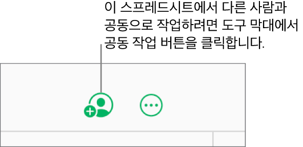 도구 막대의 공동 작업 버튼입니다.