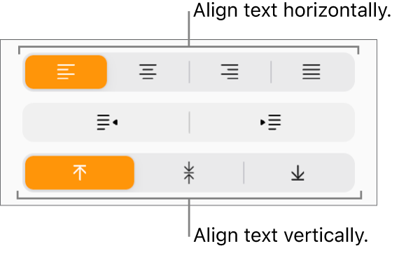 The vertical and horizontal text alignment buttons in the Format sidebar.