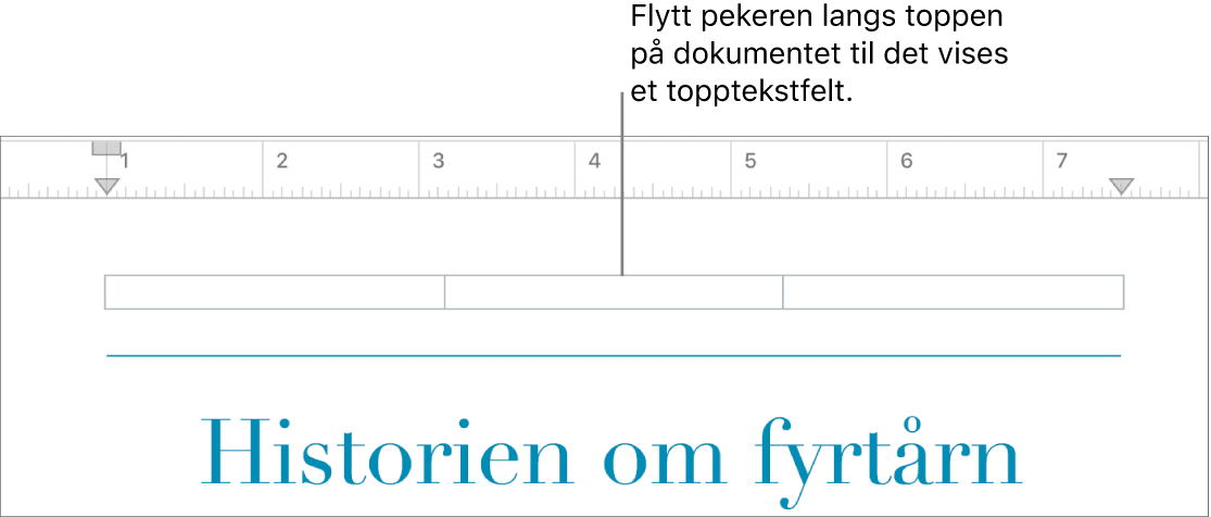 Den øverste delen av et dokument med et tomt topptekstområde.