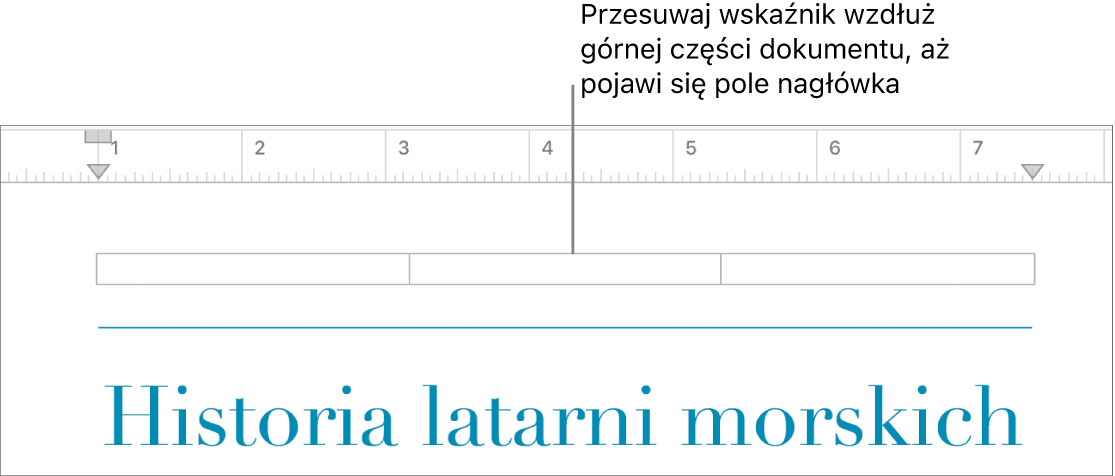 Prawa górna część dokumentu z pustym polem nagłówka.