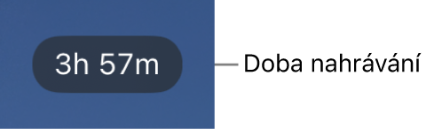 Displej kamery zobrazující zbývající dobu nahrávání.