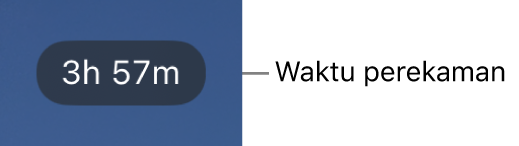 Layar kamera yang menampilkan waktu rekaman tersisa.