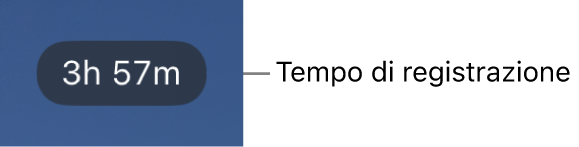 Una schermata della fotocamera che mostra il tempo di registrazione rimanente.