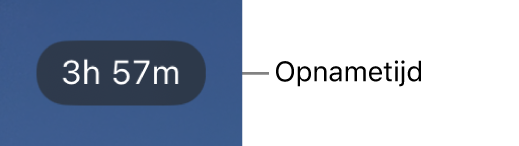 Een cameradisplay waarop de resterende opnametijd wordt weergegeven.