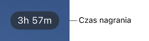 Wyświetlacz kamery pokazujący pozostały czas nagrywania.