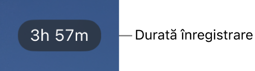 Un ecran de cameră care afișează timpul de înregistrare rămas.
