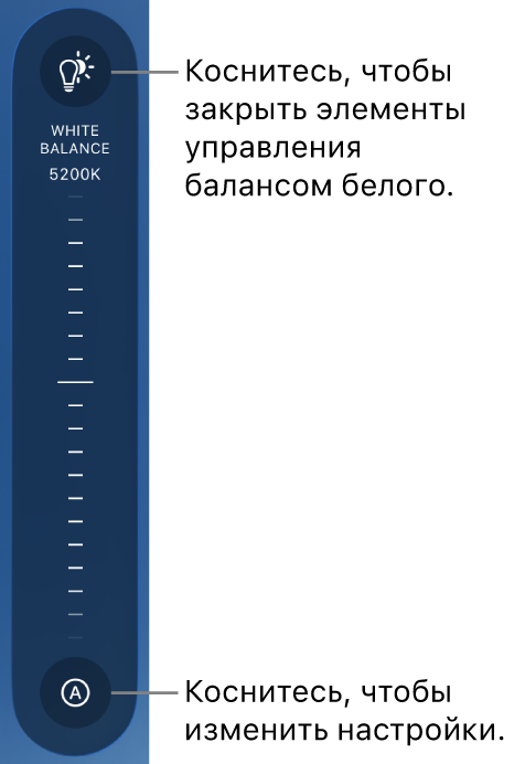 Регулятор «Баланс белого» с кнопкой «Авто» под ним.