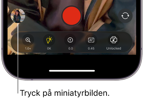 Miniatyrbilden längst ned på skärmen i Final Cut Camera.