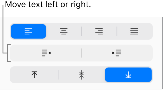 The Outdent and Indent buttons in the Format sidebar.