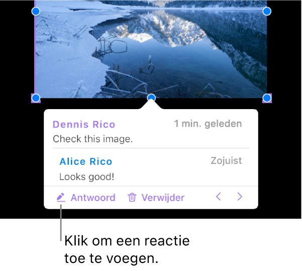 Een opmerking met één reactie en een knop Gereed rechtsonder.