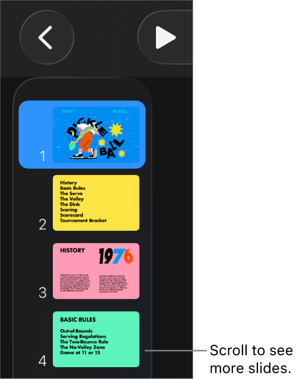 The slide navigator.