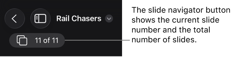 The slide navigator button showing the current slide number and the total number of slides in the presentation.