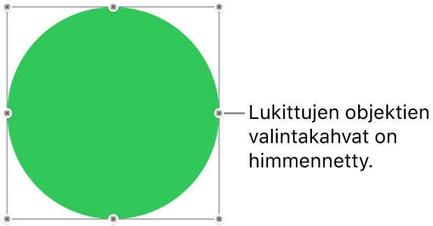 Lukittu objekti, jossa on himmennetyt valintakahvat.