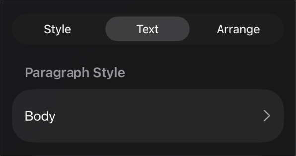 A paragraph style with an asterisk next to it and an Update button on the right.