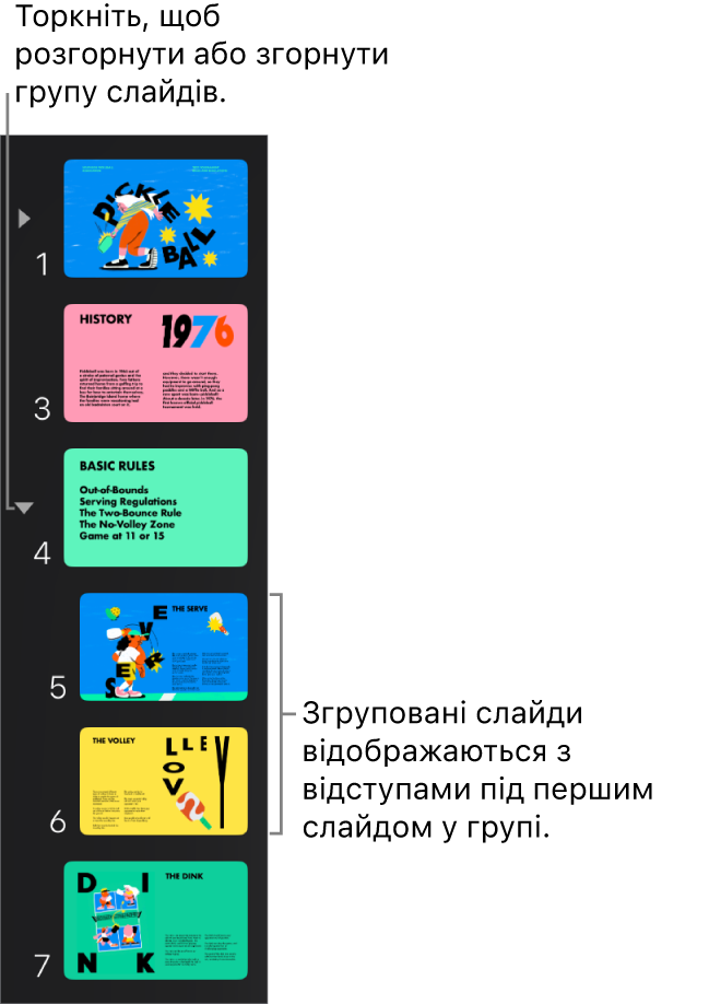 Навігатор слайдів зі слайдами з відступом.