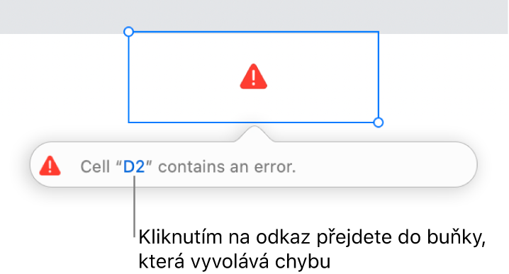 Odkaz na chybu buňky