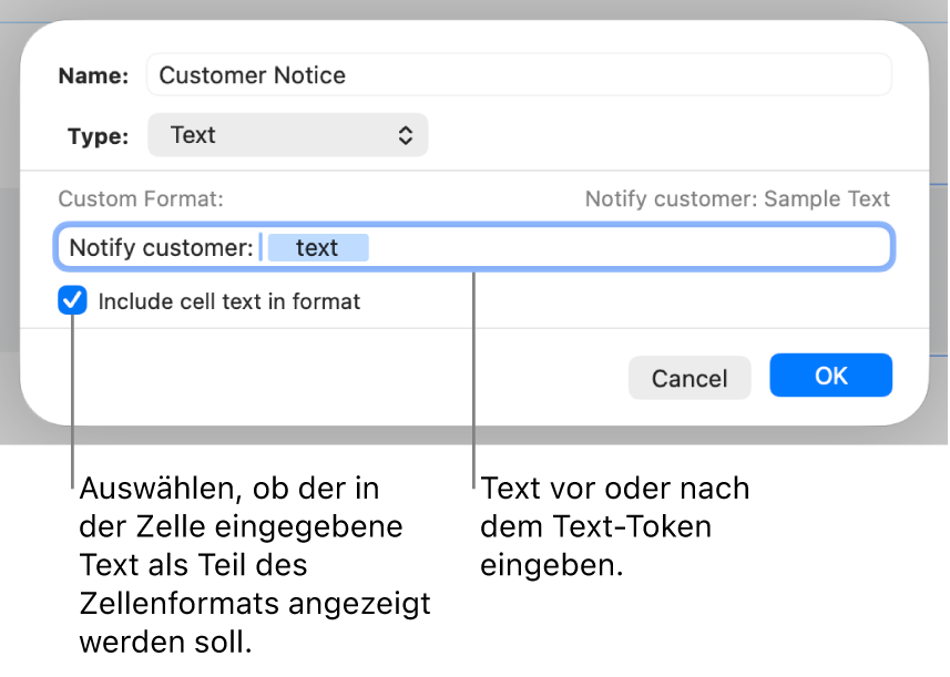 Eigenes Zellenformat für Text