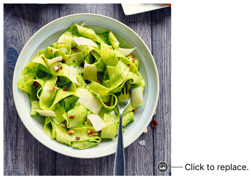 An image with the Replace Image button.