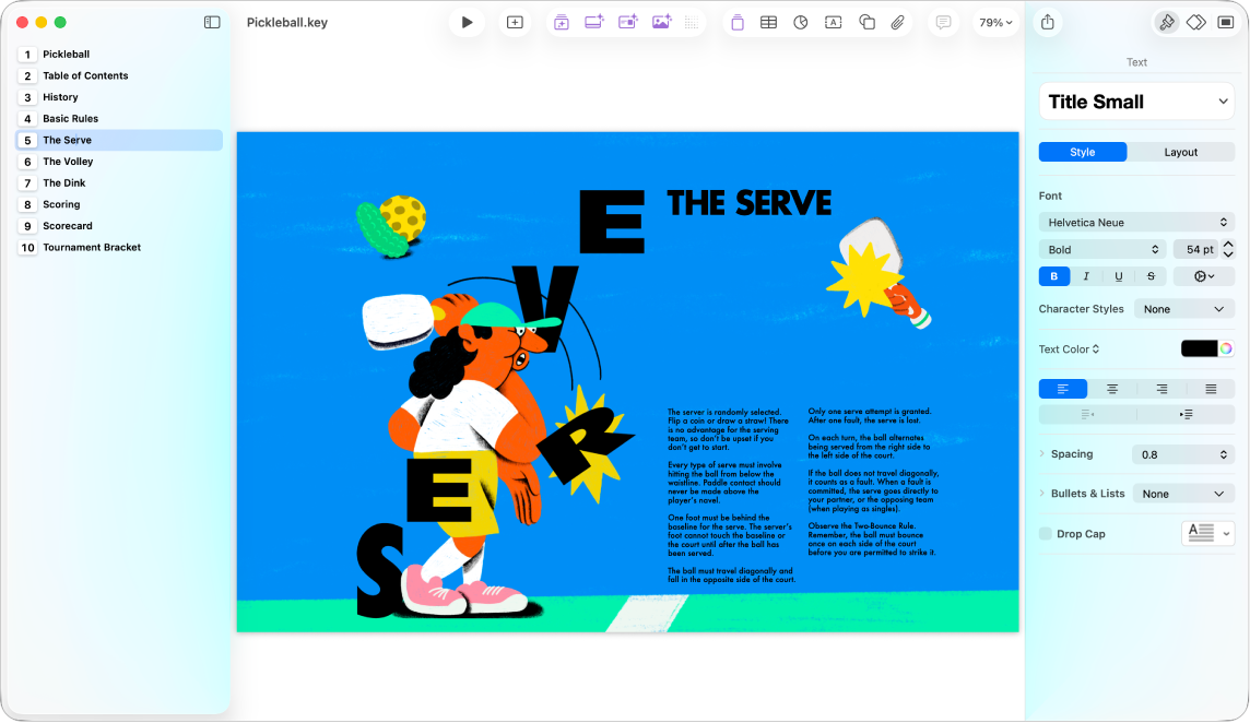 The outline view displaying an outline of the presentation in the left sidebar, the selected slide in the centre, and the Format sidebar on the right side of the screen.