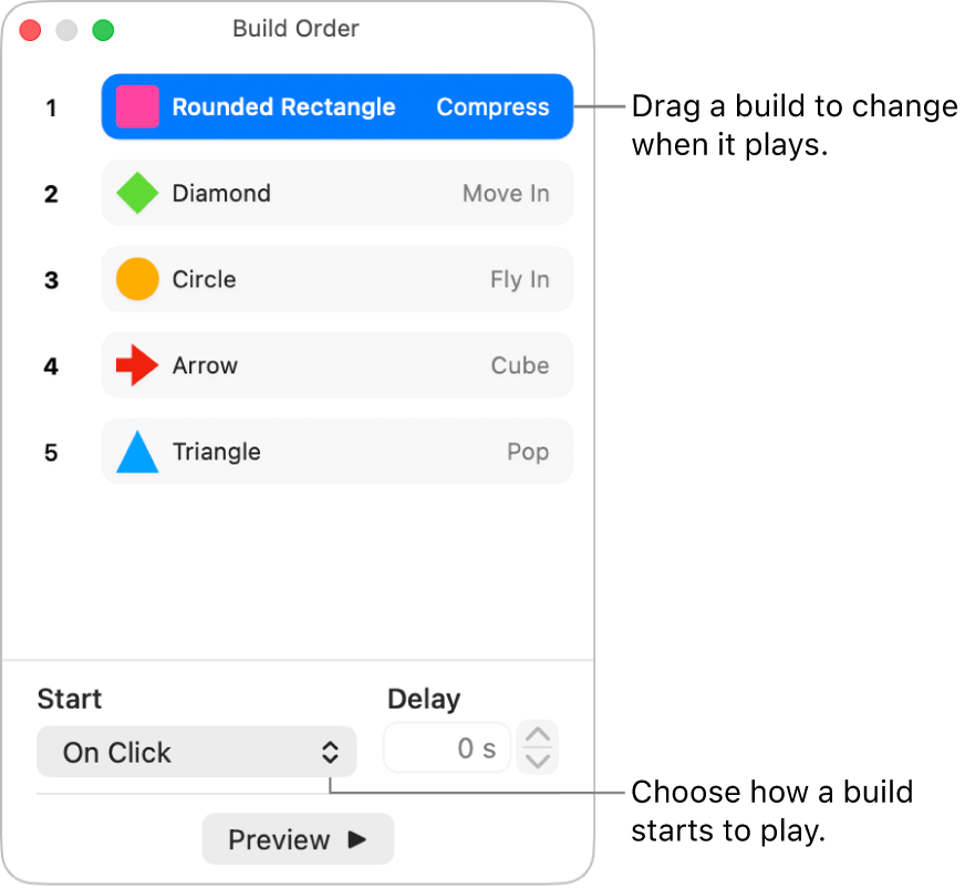 The Build Order window.