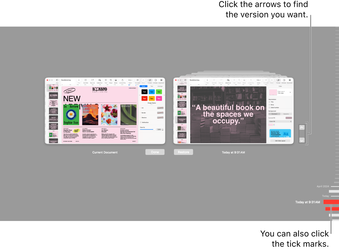 Revert view showing tick marks and arrows.