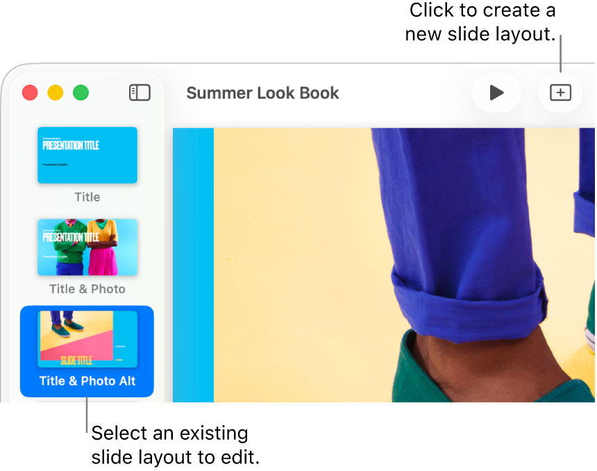 A slide layout showing in the slide layout area, with the Add Slide button above it in the toolbar.