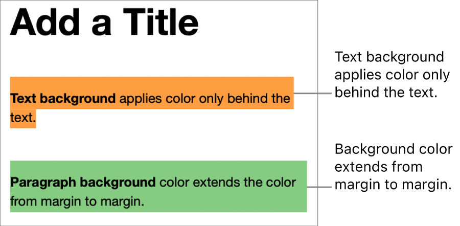 One paragraph with color behind only the text and a second paragraph with color behind it that extends from margin to margin in a block.