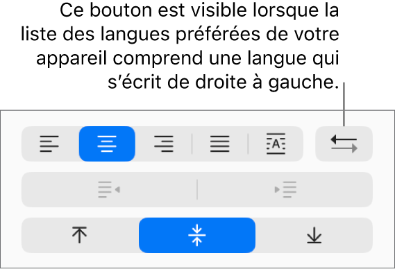 Le bouton Direction du paragraphe dans les commandes d’alignement de texte.