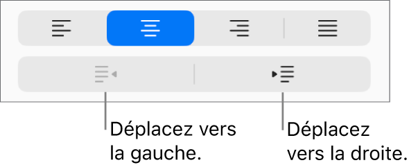 Options d’alignement de paragraphe.