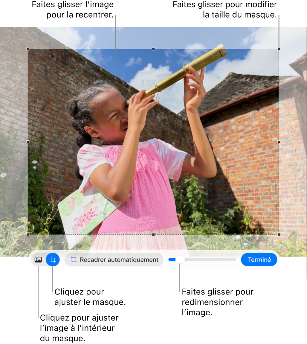 Les commandes de masque sur une photo.