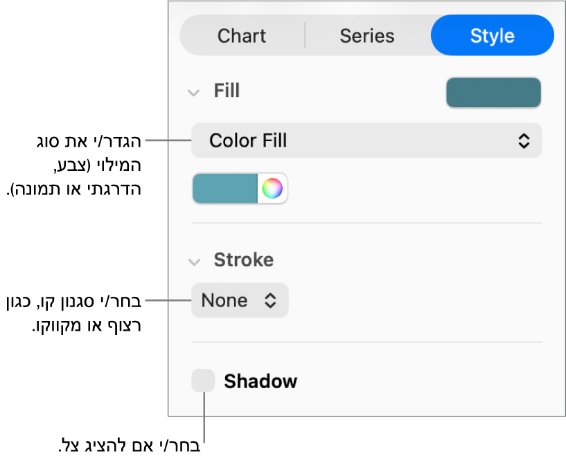כלי בקרה לשינוי המראה של סדרת נתונים.