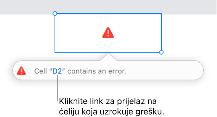 Link na pogrešku ćelije.