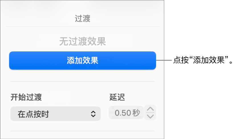 边栏的“动画效果”部分中的“添加效果”按钮。