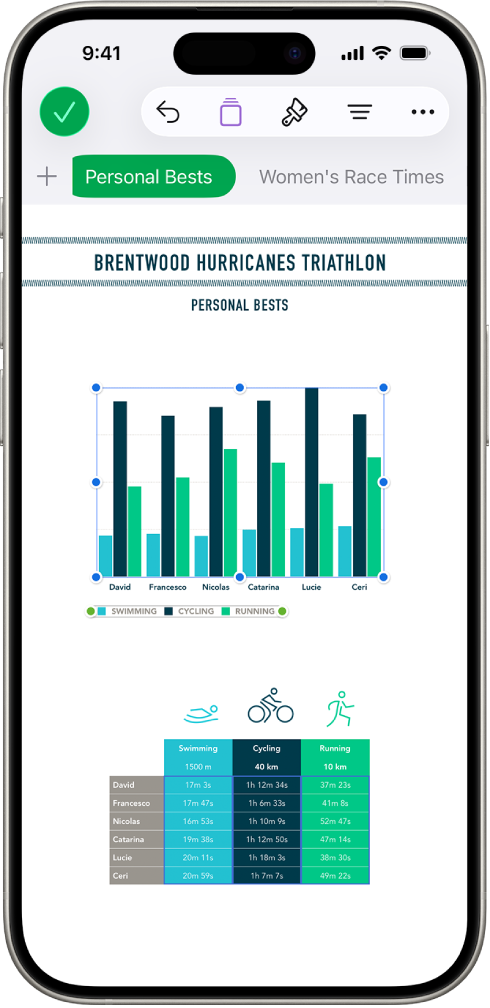 A spreadsheet tracking hiking information, showing sheet names near the top of the screen. The Add Sheet button is on the left, followed by sheet tabs for Elevation and Trail Segments.