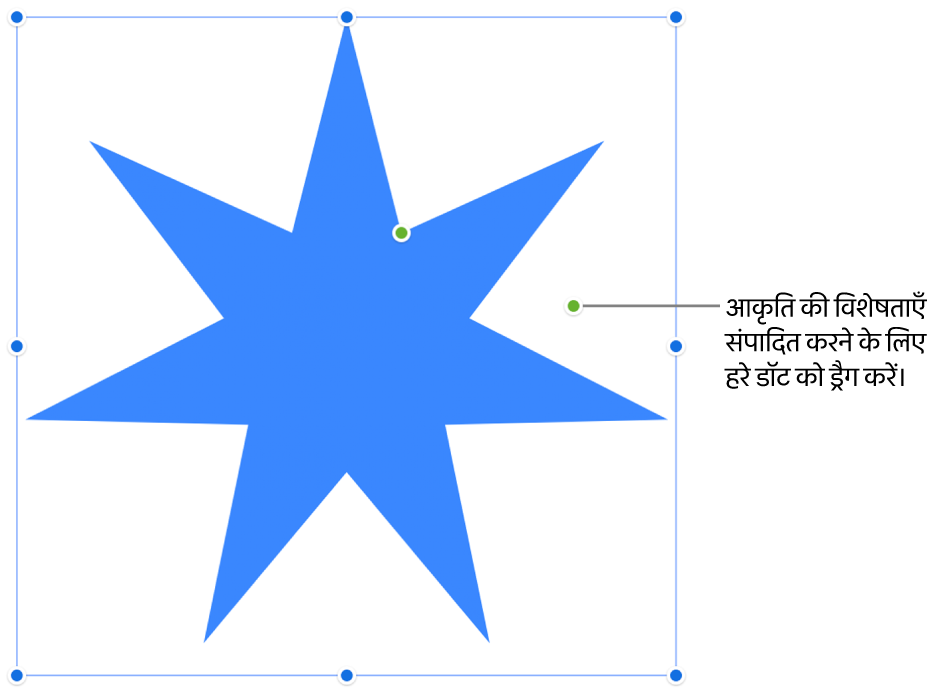 चयन हैंडल के साथ आकृति।