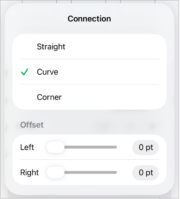 The Connection controls with Curve selected.