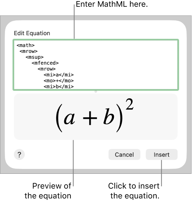 The equation for the slope of a line in the Edit Equation field, and a preview of the formula below.