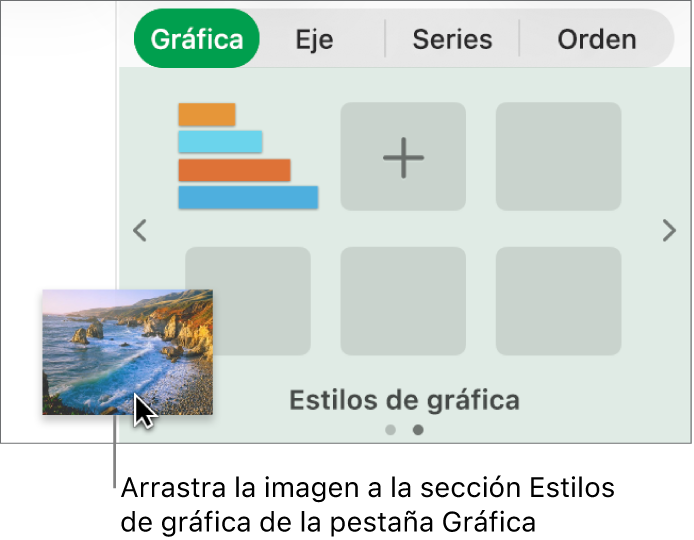 Arrastrar una imagen hasta la sección de estilos de gráfica de la barra lateral para crear un nuevo estilo.