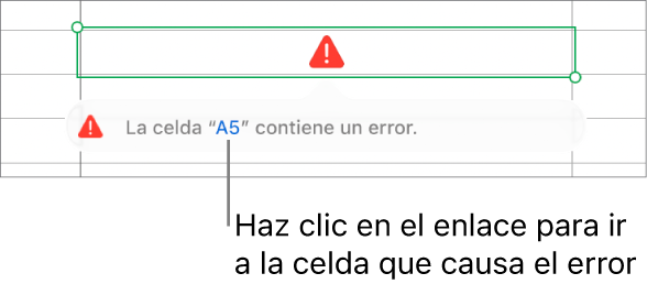 Enlace de error de celda.