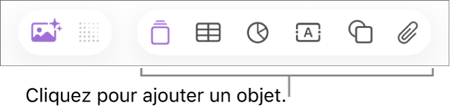 Fenêtre Numbers avec des légendes pour les boutons correspondant à des objets dans la barre d’outils.