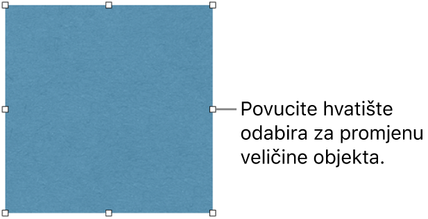 Objekt s bijelim kvadratima na rubu za primjenu veličine objekta.