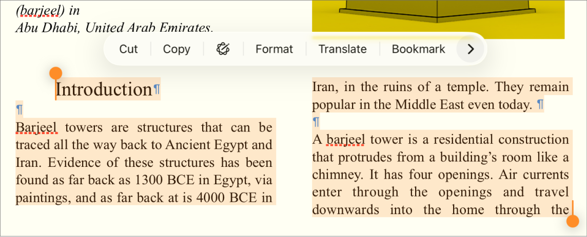 Text que mostra els símbols d’un salt de paràgraf i d’un salt de secció.