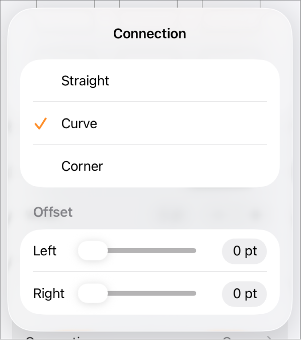The Connection controls with Curve selected.