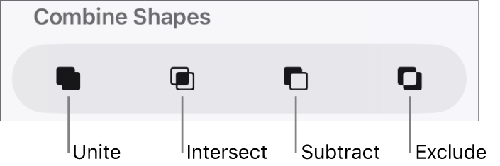 Unite, Intersect, Subtract and Exclude buttons below Combined Shapes.