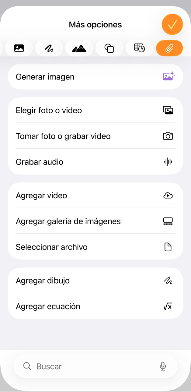 Se muestra el menú Agregar contenido.